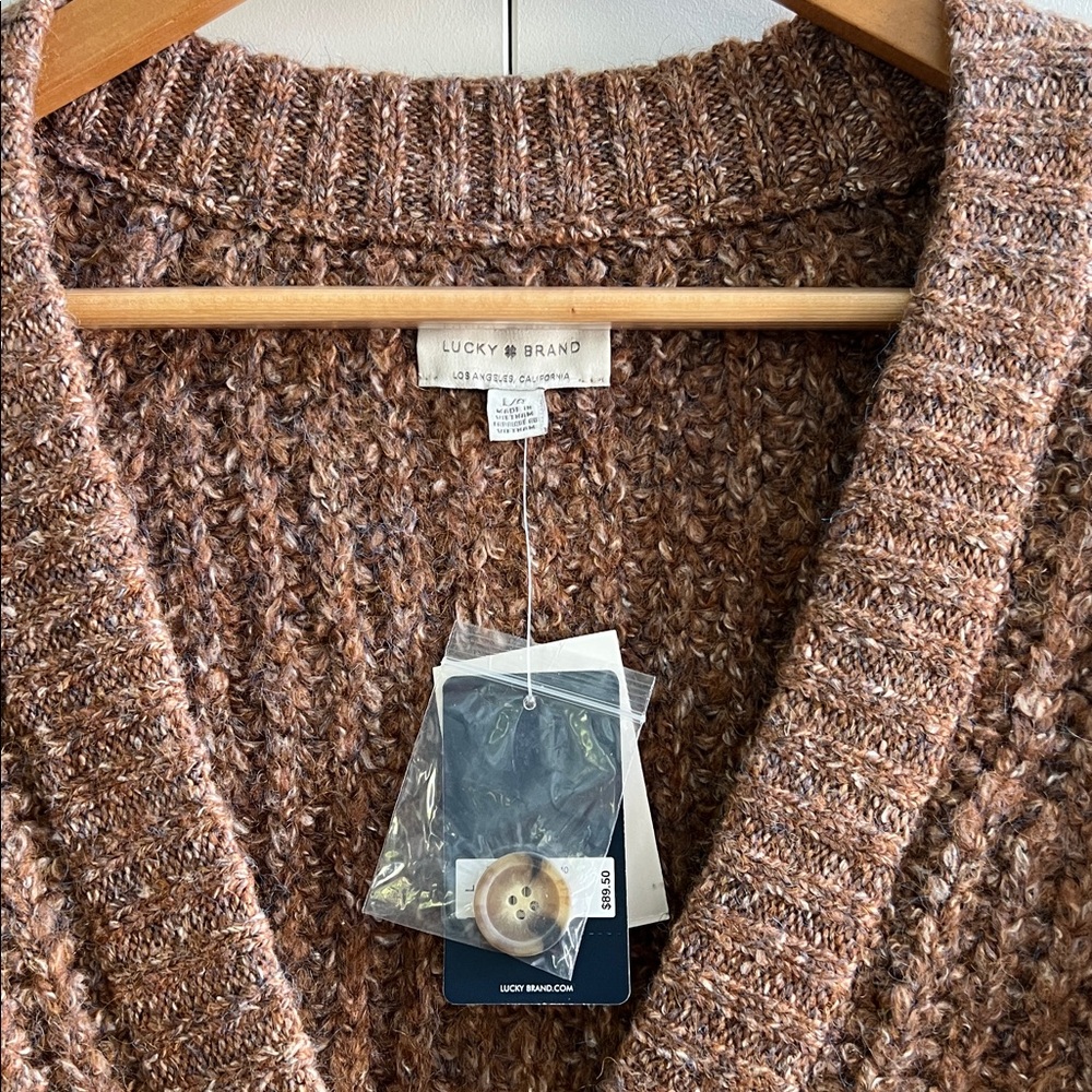 NWT Lucky Brand Brown Knit Sweater - Picture 5 of 7